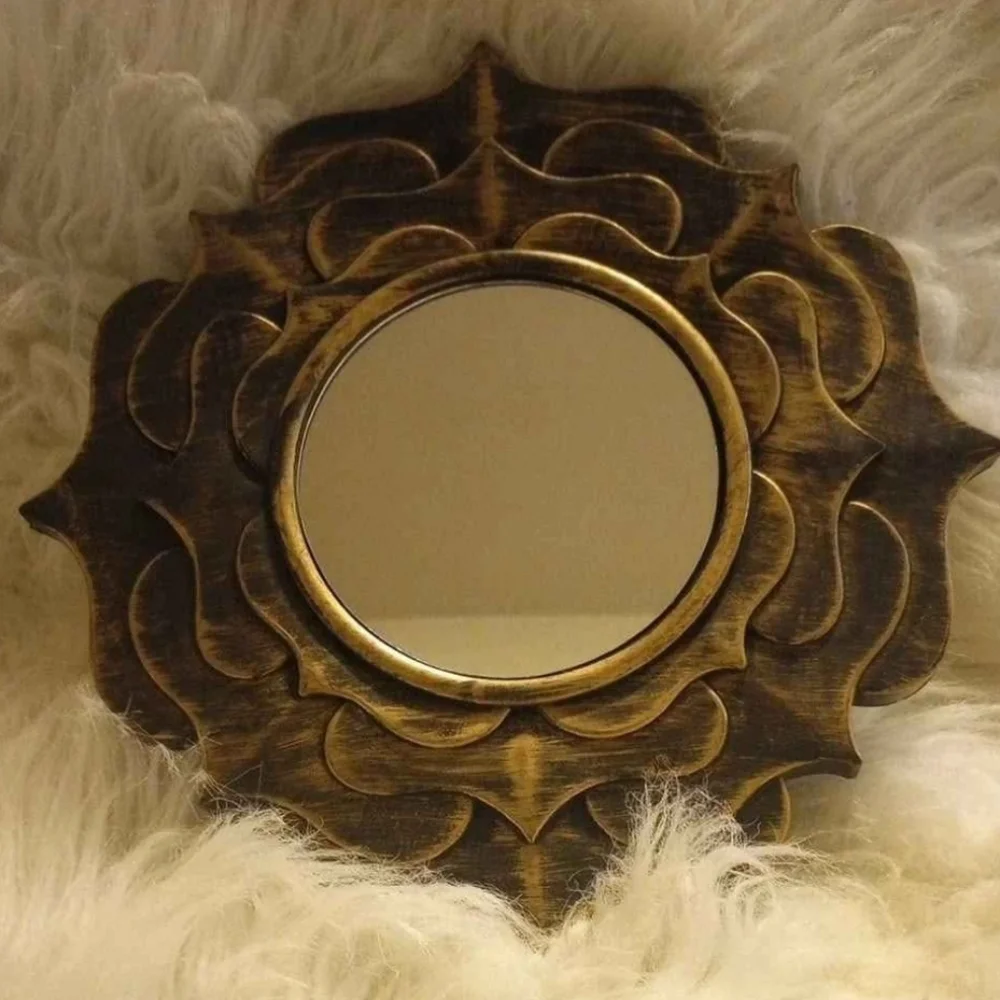 Two Matchinh Rustic Sunburst Gold and Black Decorative Wall Mirrors! 9.5x9.5